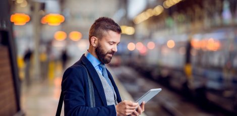 businessman with tablet