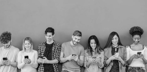 Gen Z group watching short form videos on social media